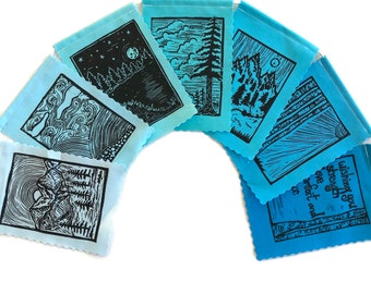 Thinking of You Gratitude Flags (small) (Made with original hand carved block prints) Prayer Flags