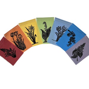 Spring Flowers (Made with original hand carved block prints) (small) Prayer Flags