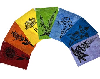 Colorado Wildflowers Gratitude Flags (Made with original hand carved block prints) small, prayer flags