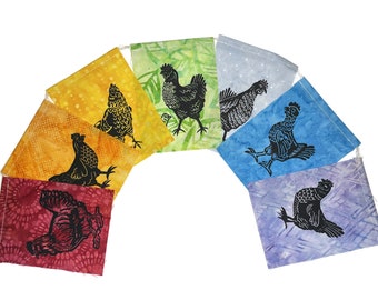 Bless the Girls Chicken Flags (made with hand carved block prints) Prayer Flags (small)