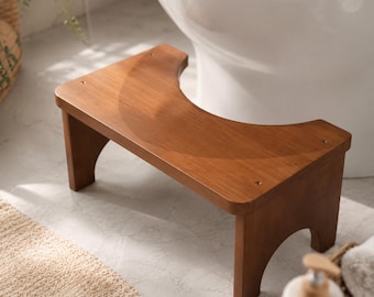 Bamboo Toilet Stool, Squatty Potty Style Foot Stool, Wooden Bathroom Footrest, Toilet Foot Rest, Ergonomic Bathroom Stool