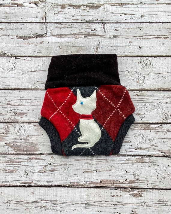 Upcycled Wool Cloth Diaper Cover - Briefs - Large - Handmade with Love