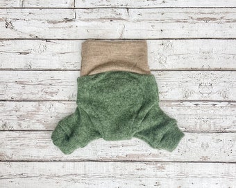 Cloth diaper cover, upcycled wool soaker cover, cloth nappy cover - green cashmere bloomers - size small 3-6 months
