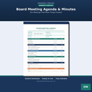 Nonprofit Board Meeting Agenda and Minutes Template | PDF | Board Governance | Nonprofit Meeting Template | Robert's Rules of Order
