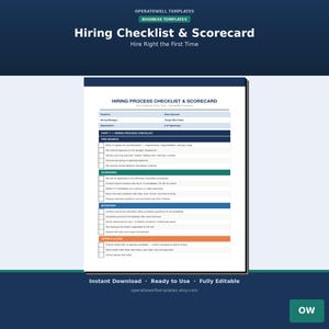 Checkliste für den Einstellungsprozess und Interview-Bewertungsbogen | Vorlage für die Personalabteilung kleiner Unternehmen | PDF | Formular zur Kandidatenbewertung | Checkliste für die Personalbeschaffung