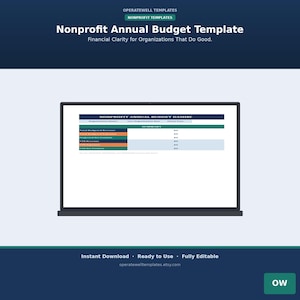 Nonprofit Annual Budget Template Excel | Program-Based Budget Spreadsheet | 501c3 Nonprofit Finance | Charity Annual Budget Tracker
