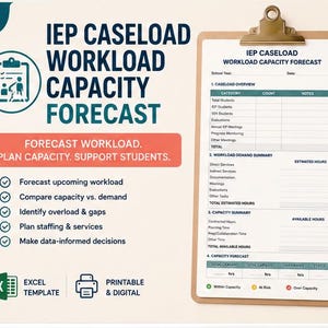 IEP Caseload Workload Capacity Forecast Planner | SPED Teacher Planning Tool (Excel, Digital)