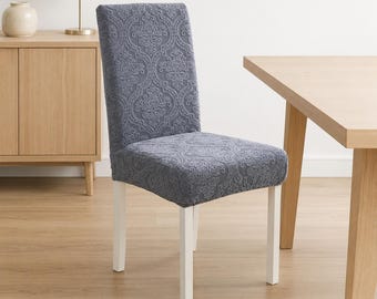 Stretch Jacquard Dining Chair Cover, Soft Polar Fleece Slipcover, Washable Furniture Protector