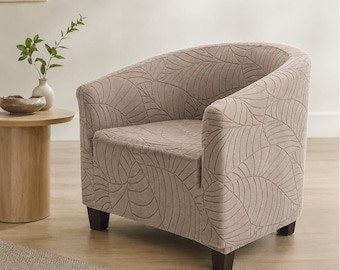 Funda elástica para sillón, funda para sillón con estampado de hojas, protector lavable para sillón club para sala de estar y decoración del hogar.