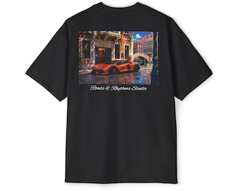 Tjock överdimensionerad Lamborghini Murciélago Graphic Tee - Italiensk streetwear-tröja