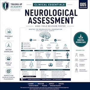Neurological Assessment Flashcards | Neuro Examination Revision | OSCE Study Cards | Nursing, Physiotherapy + Paramedic | Digital Download