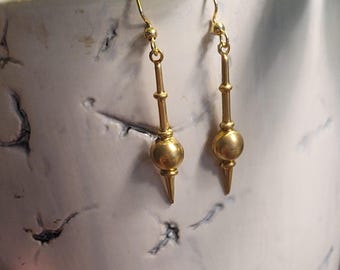 Art Nouveau Gold Filled Dangle Earrings – Fairy Light Orb Accent