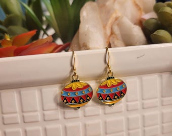 Fairy Light Earrings: Enamel Christmas Ornament Dangles