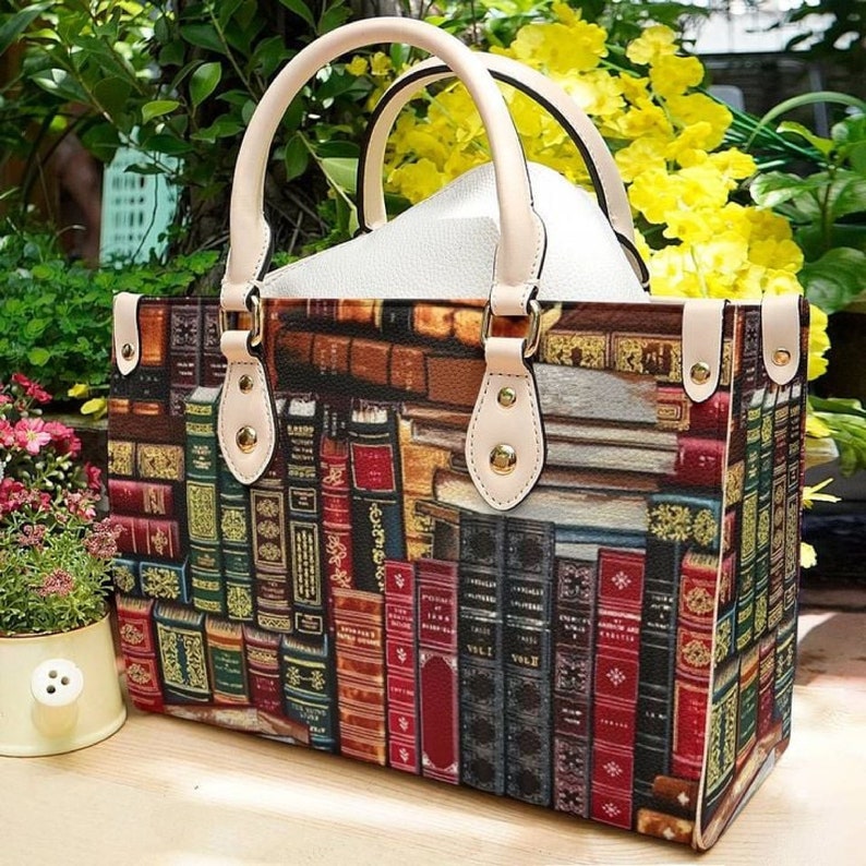 Leather bag vintage books handbag tote, women 3d small handbags