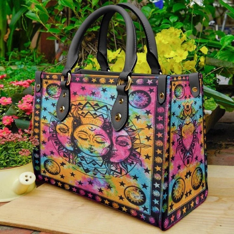 Leather bag mandala sun handbag, women 3d small handbags nicegift, leather bag ,handbag tote,bag leather tote for women