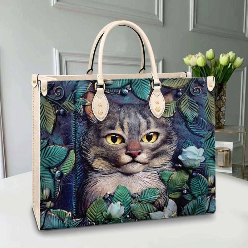 Cat garden leather bag, cat handbag, women 3d small handbags nicegift , handbag tote, bag leather tote for women