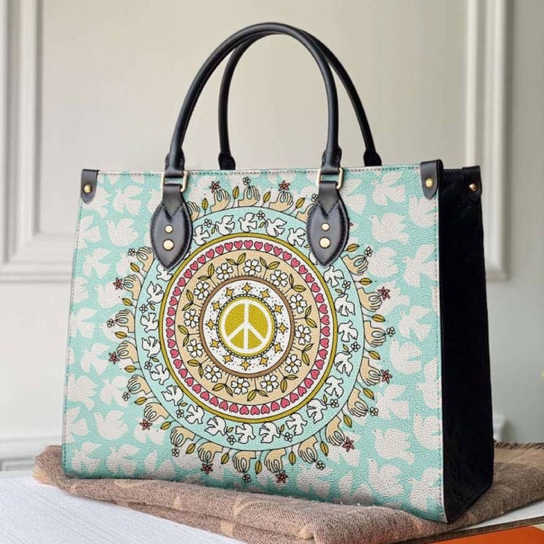 Leather bag peaceful mandala ver 1 handbag , women 3d small handbags nicegift ,handbag tote,bag leather tote for women