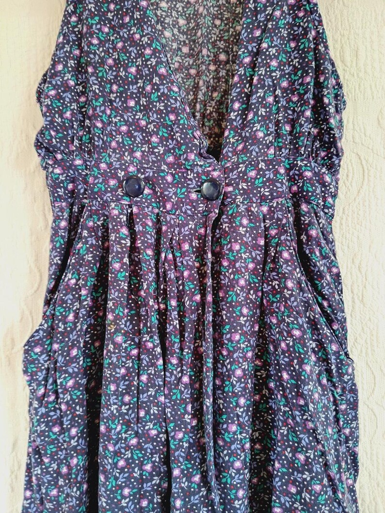 Vintage Dark Floral Pinafore Wrap Dress Grunge 90s Jumper Stuart Alan ...