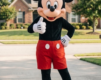 Fantasia de mascote do Mickey Mouse feita à mão para adultos, traje completo para cosplay com cabeça, luvas e sapatos para eventos de palco, convenções de quadrinhos e muito mais.