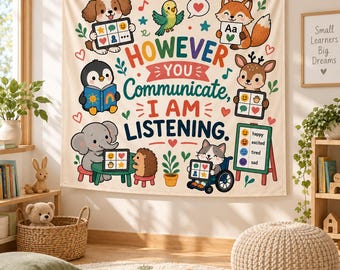 Communication Classroom Tapestry, Inclusive Learning Wall Decor, Speech Therapy Teacher Gift, Social Emotional Learning Classroom Poster