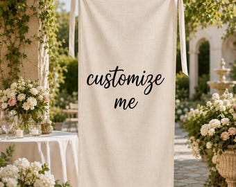 Custom Welcome Sign Banner, Personalized Linen Look Hanging Decor For Wedding Ceremony, Bridal Shower, Baby Shower Photo Backdrop