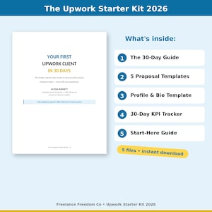 Upwork Starter Kit 2026 | Freelancer Guide, Proposal Templates, Bio, KPI Tracker (Digital Download)