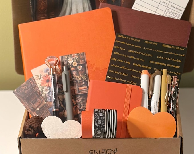 Featured listing image: Halloween Journaling Stationery Set |Ghost Tote With Leather Notebooks And Washi Tape