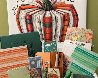 Cozy Fall Book Lover Gift Box | 25-Piece Stationery Bundle (A5 Journal, Tote, Bookmarks)