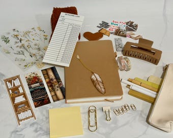 Gold Bookish Bundle | Junk Journal Kit | Gift Box For Her | Planner Accessories