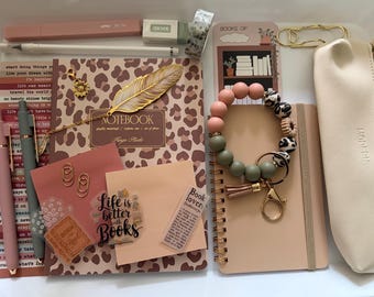 Leopard Blush Stationery Bundle – Journal Set with Notebook, Pencil Case, Bookmark