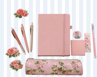 Laura Ashley Pink Floral Pencil Pouch Gift Box | Journaling Set | Bookish Stationery Bundle