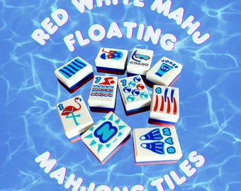 Edición Rojo, Blanco, Mahjong / Fichas de Mahjong Flotantes, Bolsa, Dados y Carta / Colección SOAKED