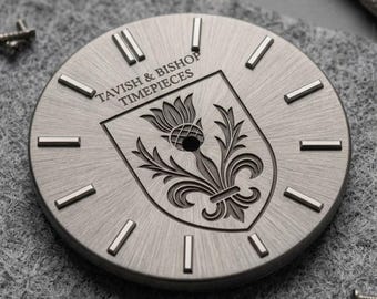 Custom Fiber Laser Engraved Bespoke Watch Dial - Solid Brass - Tavish & Bishop Timepieces