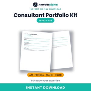 Digital Transformation Consultant Portfolio Kit | Editable Word + PDF, Portfolio + Case Study | Instant Download