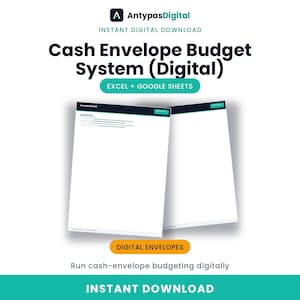 Digital Cash Envelope Budget System | Excel, Google Sheets Planner (Digital Download)