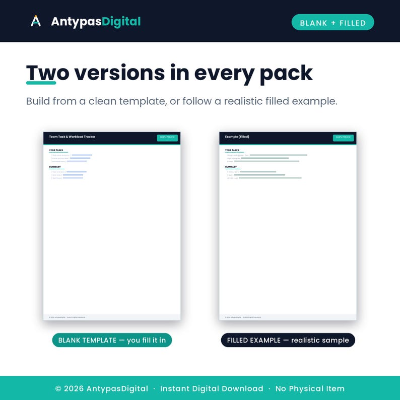 Blank tracker and filled example