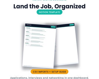 Notion Job Search Tracker | Application, Interview, Networking Dashboard (Digital Download)