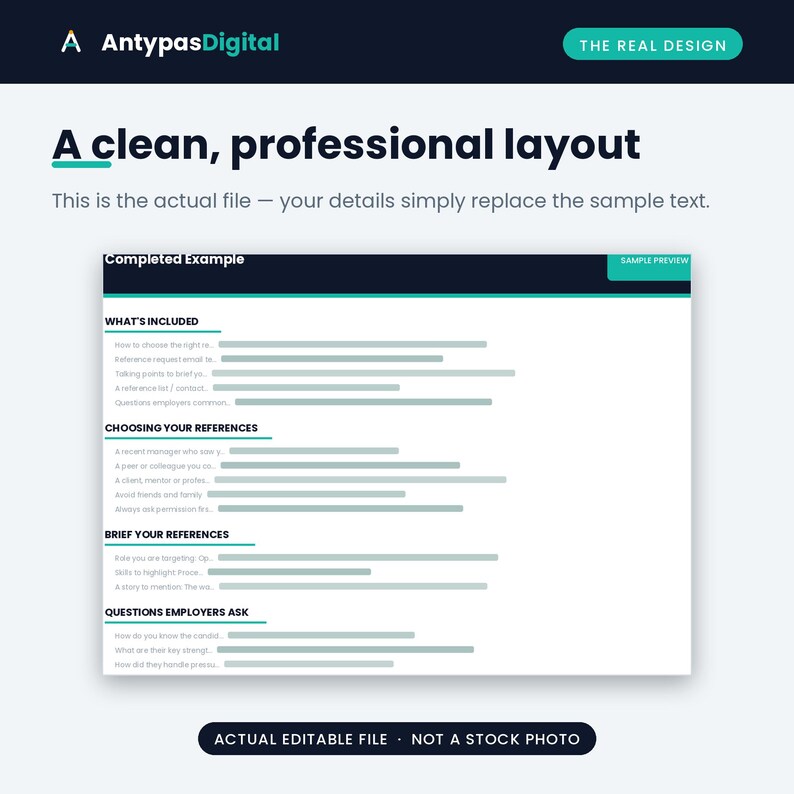 Job reference template editable layout