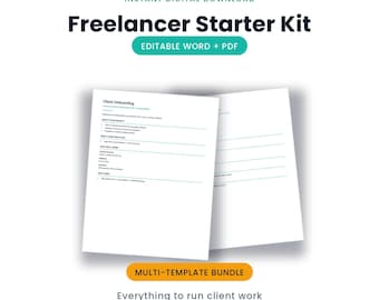 Freelancer Business Starter Kit | Editable Word + PDF, Onboarding, Scope + Rate Card | Instant Download