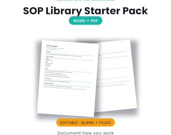 Small Business SOP Library Starter Pack | Editable Word + PDF, SOP Template + Register | Instant Download