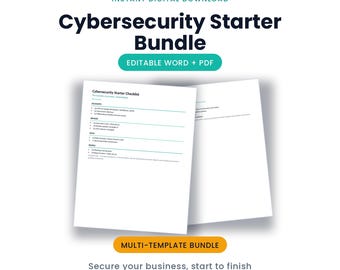 Small Business Cybersecurity Starter Bundle | Editable Word + PDF, 4 Security Essentials | Instant Download