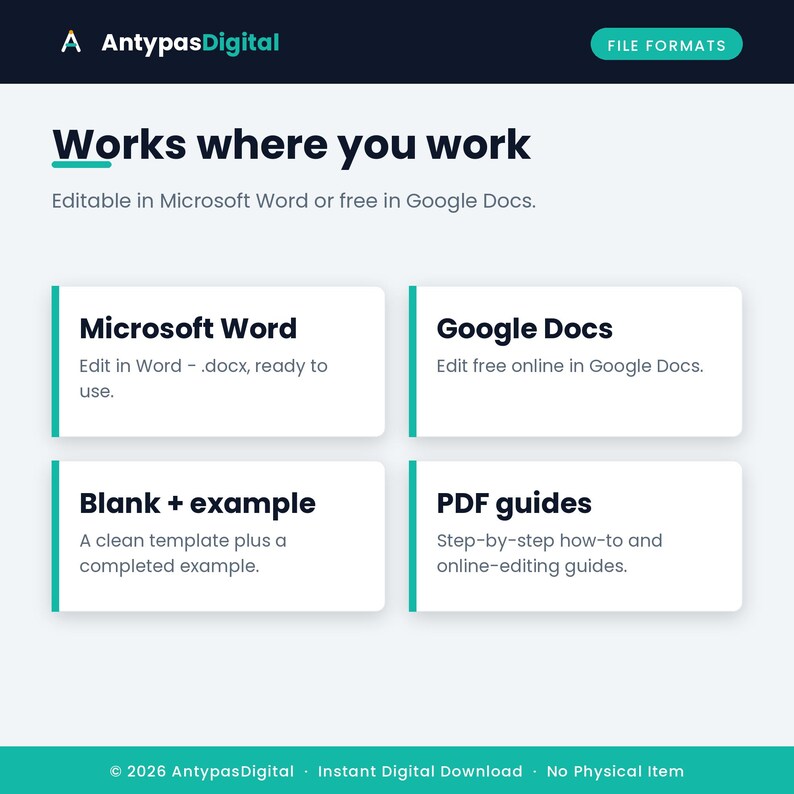 Reference guide in Word and Google Docs