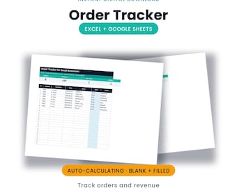 Order Tracker for Small Businesses | Excel + Google Sheets, Orders, Revenue + Status | Instant Download