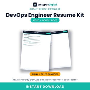 DevOps Engineer Resume Kit | ATS Friendly, Word, Google Docs (Digital Download)