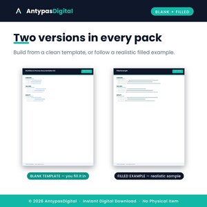 Process template blank and filled example