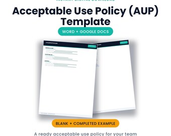 Beleidssjabloon voor acceptabel gebruik (AUP) | Bewerkbaar Word, Google Documenten (digitale download)