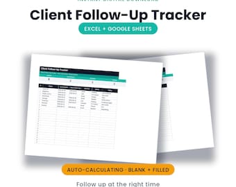 Client Follow-Up Tracker | Excel + Google Sheets, Next Follow-Up Dates + Status | Instant Download