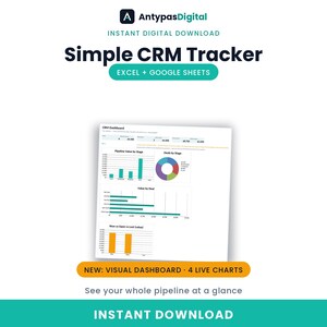 Strumento CRM semplice per freelance / Excel + Fogli Google, monitoraggio di lead e pipeline / Download immediato