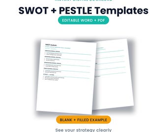 SWOT and PESTLE Strategy Templates | Editable Word + PDF, Two Frameworks + Examples | Instant Download