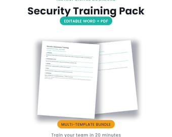 Security Awareness Training Mini Pack | Editable Word + PDF, Guide, Quiz + Cheat-Sheet | Instant Download